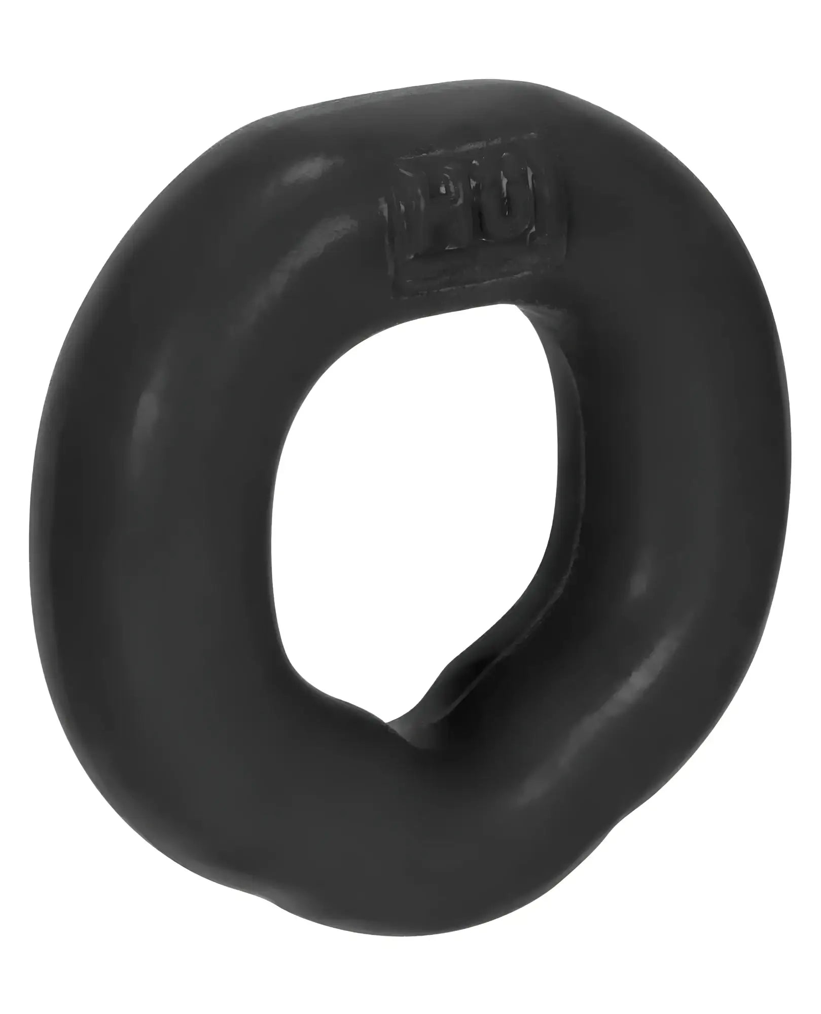 Black matte silicone fit ergo long-wear c-ring with an organic shape and embossed pro logo inside the band