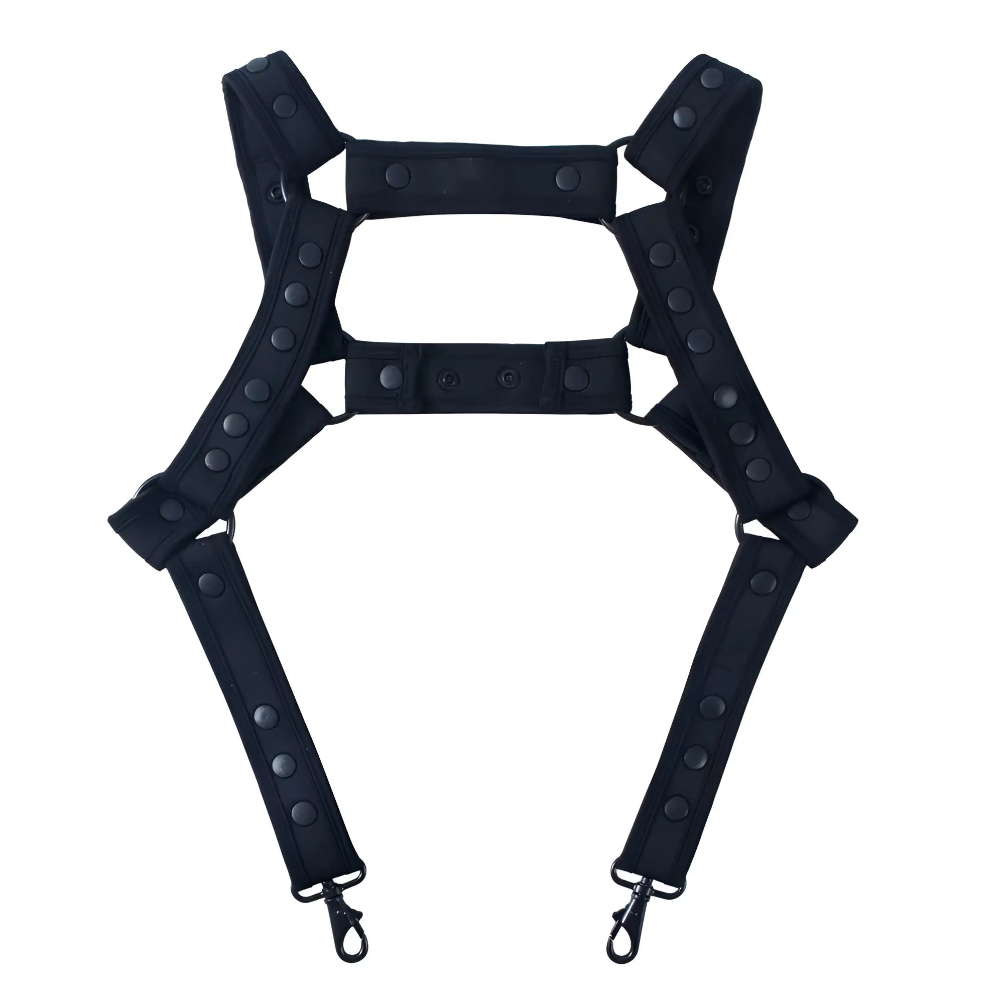 Black tactical-style fizx harness with adjustable straps and metal clasps for secure fit and durability