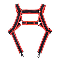 Red and black reflective Fizx harness with adjustable straps and metal hooks for safety and secure fit