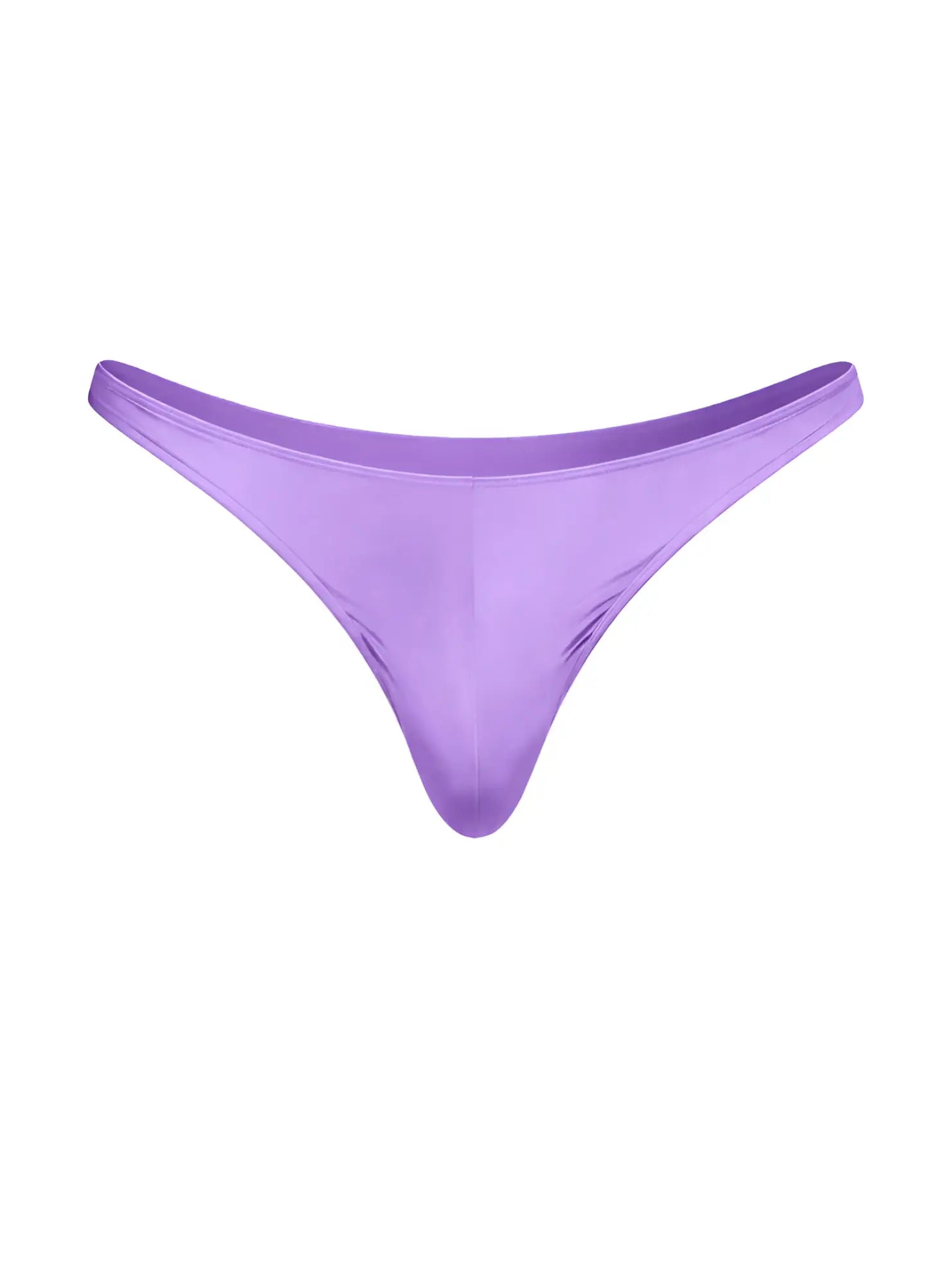 A sleek lavender fizx rayon thong made of smooth satin-like fabric with a minimalist design