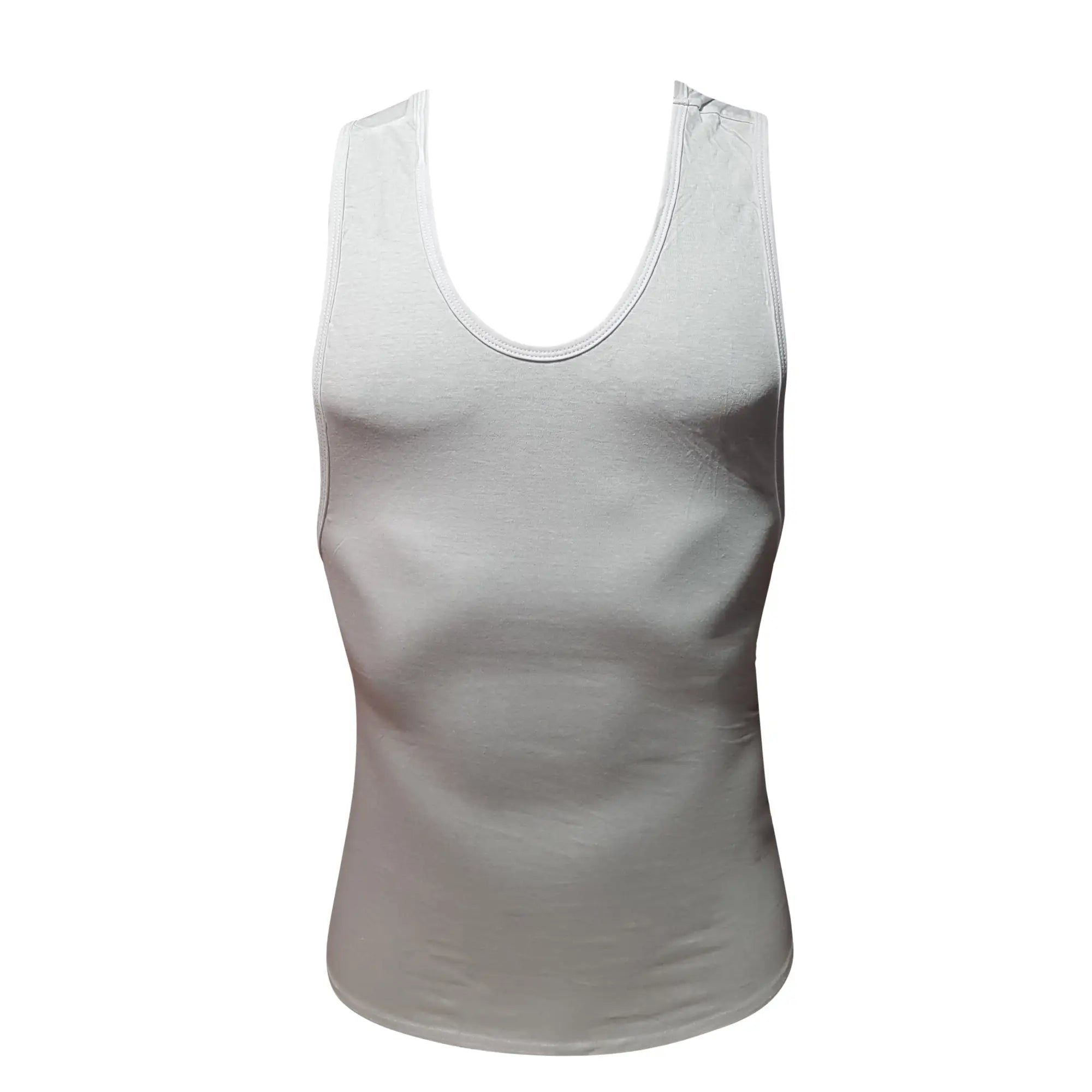 White fitted sleeveless tank top with rounded neckline from Fizx tank top collection for casual wear