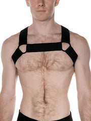 Black fabric FK Sport Chevron harness with adjustable straps and reinforced cutouts for secure athletic support
