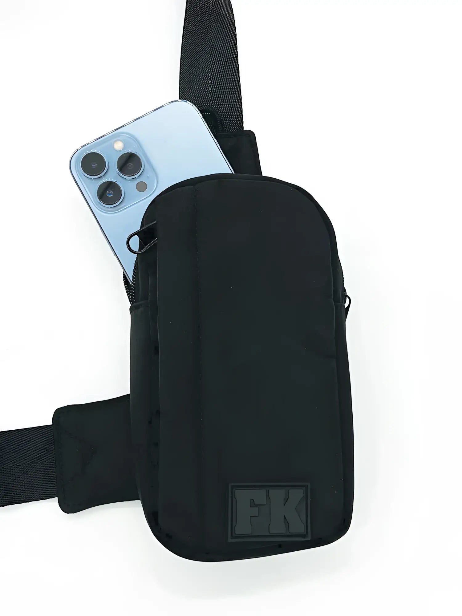 Black fk sport cross body bag in black with sleek minimalist design and durable fabric for everyday use