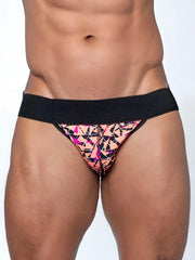 Fk sport radical jock vibrant geometric-patterned brief with black elastic waistband for active wear