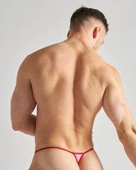 Pink flaunt micro thong with red trim features a triangular thong design made for bold and minimal coverage