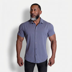 Jed North Men's Muscle-Fit Stretch Short Sleeve Shirt - Storm Gray