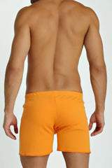 Orange ribbed swim trunks fusion yoga short in sun orange designed for comfortable water and beach activities
