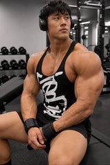 Jed North Herren Klassisches Bodybuilding Racerback Stringer - B&W Graffiti