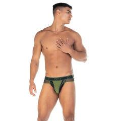 Gigo 2 fetiche green brief olive green and black gci brand menâ€™s underwear with color block design