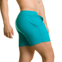 Turquoise gigo classic blue beachwear athletic shorts with snug fit and visible side seam detailing