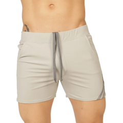 Gigo Club gray light gray athletic shorts with matching drawstring and subtle side stripes for active wear
