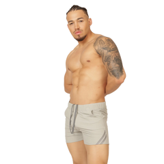 Gigo club gray short light gray athletic shorts with drawstring waistband and subtle diagonal side stripes