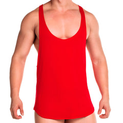 Red muscle tank top gigo forever red tank with wide shoulder straps and deep scoop neckline for casual wear