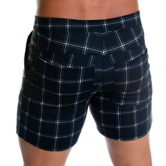 Black and white plaid high-waisted shorts from gigo formal black square short collection