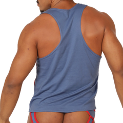 Gigo Garoto blue sleeveless tank top with red trim along the sides perfect for casual wear