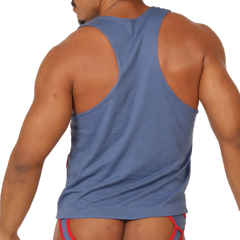 Gigo Garoto blue sleeveless tank top with red trim along the sides perfect for casual wear