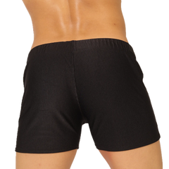 Black ribbed cotton shorts with a snug elastic waistband from gigo glow designed for comfort and style