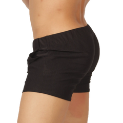Gigo Glow black short ribbed shorts with elastic waistband for comfortable casual wear