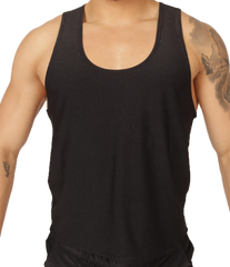 Black ribbed knit tank top with scoop neckline from Gigo Glow perfect for casual wear