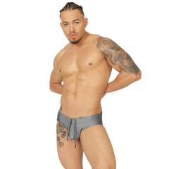 Gray textured swim trunks with drawstring waistband from gigo glow gray swimbrief for comfortable beachwear