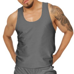 Gigo Glow gray tank ribbed cotton tank top with scoop neckline perfect for casual wear