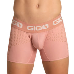Pink gigo hybrid nude trunk menâ€™s boxer briefs with textured perforated fabric and ribbed detailing