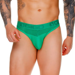 Green mesh briefs g string with bold nggo logo on the waistband from gigo morocco in green color