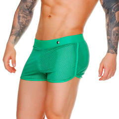 Vibrant green mesh briefs with solid waistband and side seams gigo morocco green hotshort with breathable fabric