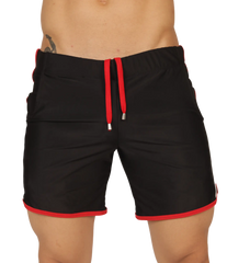 Black swim trunks gigo nice beachwear with red trim and drawstring ideal for beach and pool use