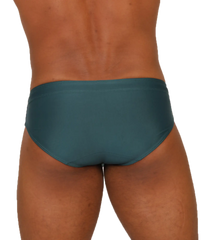 Teal-colored gigo nice green swimbrief brief-style swim trunks with smooth stretchy fabric finish for swimming