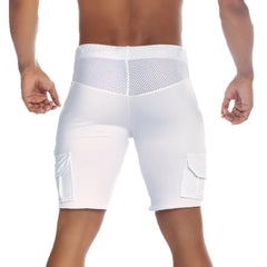 White athletic shorts gigo pocket white short with mesh waistband and side pockets for breathable comfort