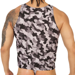 Gigo Rank camouflaged tank top in gray and black with breathable fabric for menâ€™s casual wear