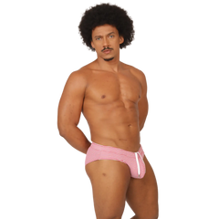 Gigo rank red swim brief red and white striped swim trunks with drawstring waistband for swimming beachwear