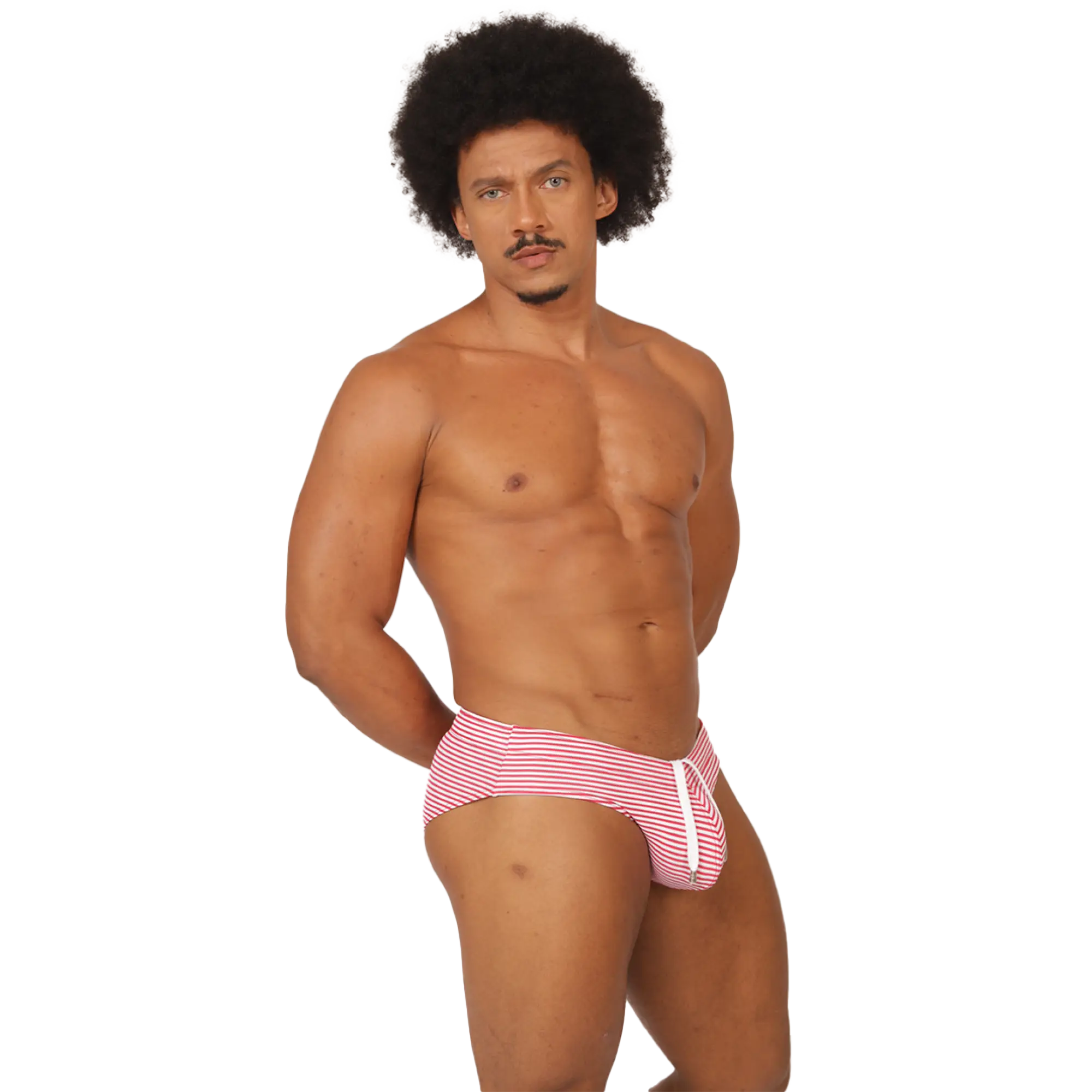 Gigo rank red swim brief red and white striped swim trunks with drawstring waistband for swimming beachwear