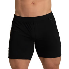 Black athletic tennis shorts gigo tennis black short with zippered side pockets and elastic waistband
