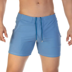 Light blue Gigo traditional beachwear athletic shorts with drawstring waistband and side pockets for casual wear