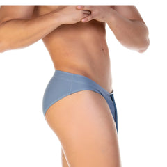 Gigo traditional blue swim brief athletic blue briefs with zipper fly and matching side ties for swimming