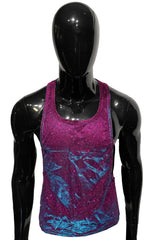 Glitter string tank shimmering magenta and blue gradient tank top with glittery textured fabric