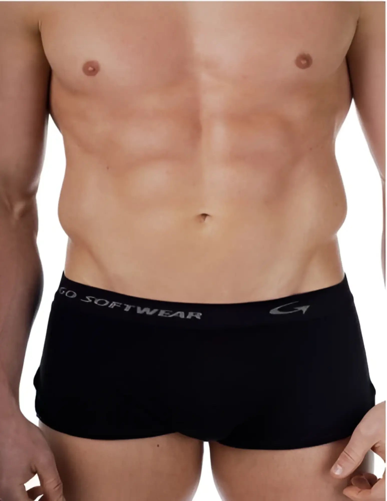 Black men’s briefs with gray waistband featuring softwear brand logo go softwear astrology retro shorts capricorn black size m