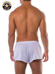 Go softwear a j sports white mesh athletic shorts with snug elastic waistband for comfort and breathability size s