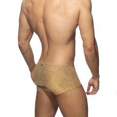 Gold stones trunk gold toned mesh patterned men’s briefs with subtle shimmer and breathable fabric design