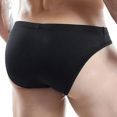 Black good devil gdi018 bikini briefs in smooth stretch fabric with a sleek minimalist design shown from the back