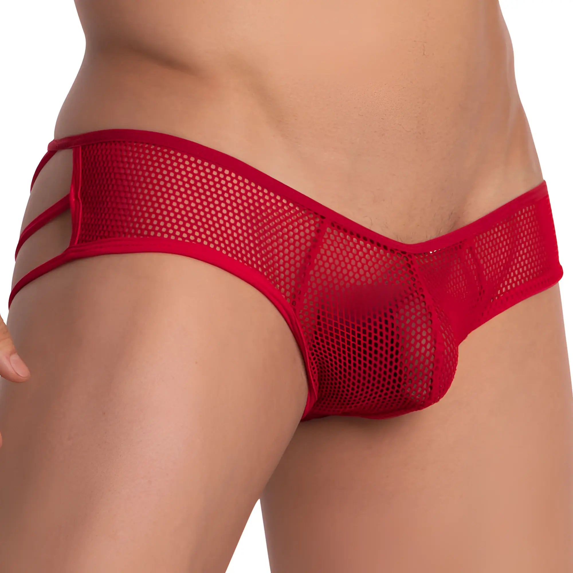 Good devil gdi022 brief red mesh briefs with a cut-out design in sheer breathable fabric