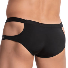 Black Good Devil GDI023 briefs with smooth fabric and distinctive side cutouts in a sleek, form-fitting design