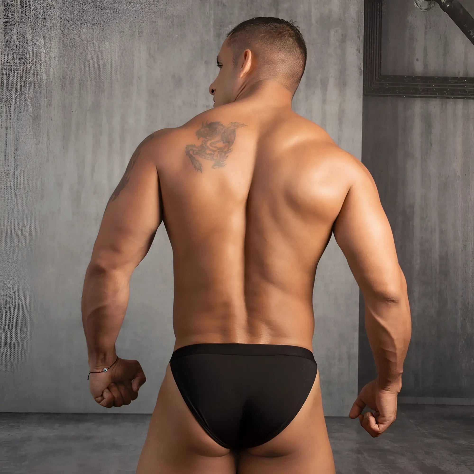 Black Good Devil GDI035 bikini brief made of soft fabric showing the back side for comfortable everyday wear