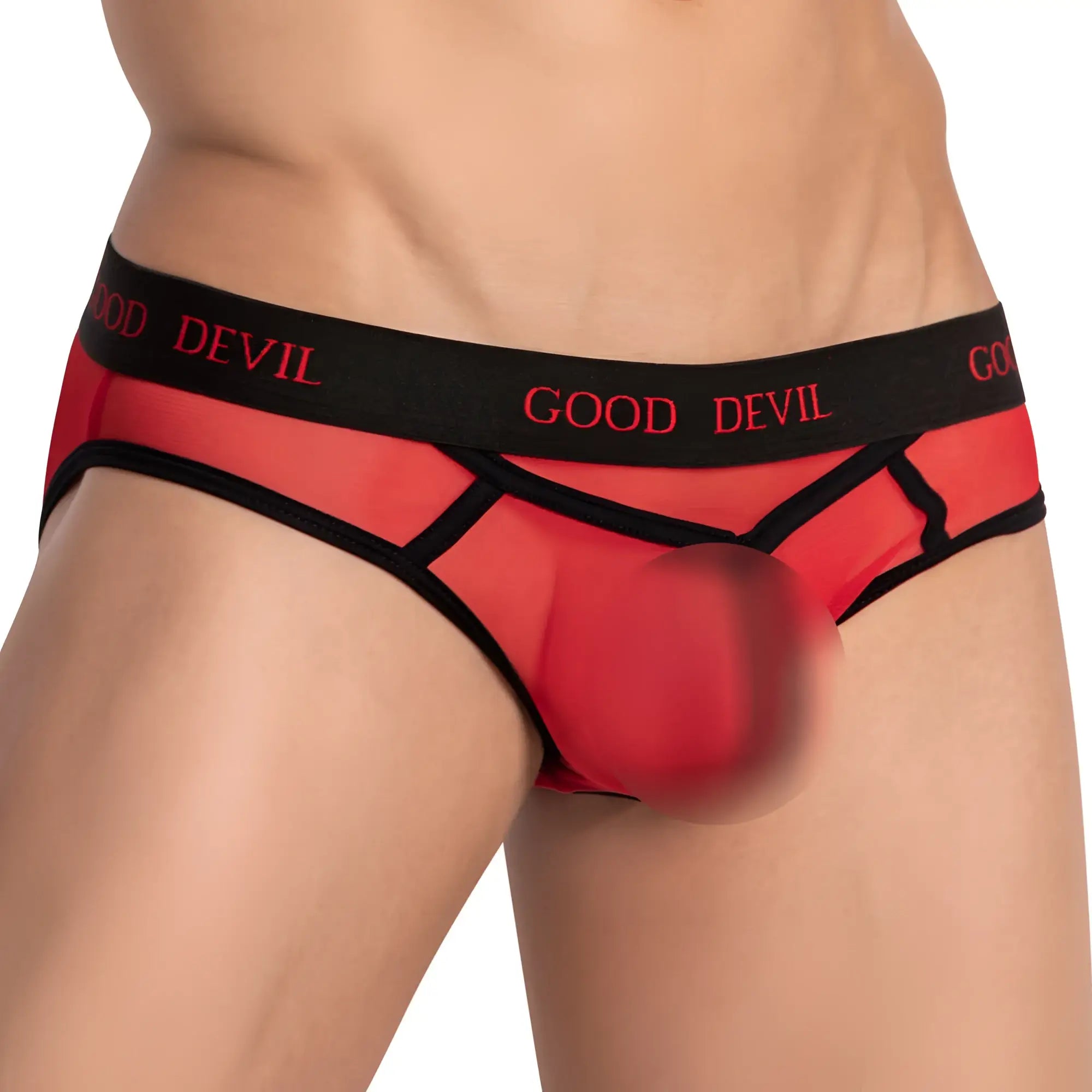 Red and black mesh good devil gdi038 bikini brief with branded waistband for stylish comfortable underwear