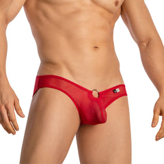 Good devil gdi041 bikini red sheer mesh briefs with central ring detail and small black brand tag