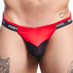 Good devil GDK073 thong in red and black with sleek modern design featuring a comfortable thong style