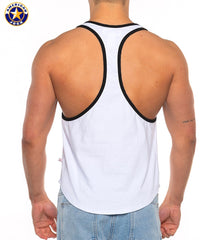 AMERICAN JOCK 8566 Men's Basics Bodybuilder Tank - White/Black