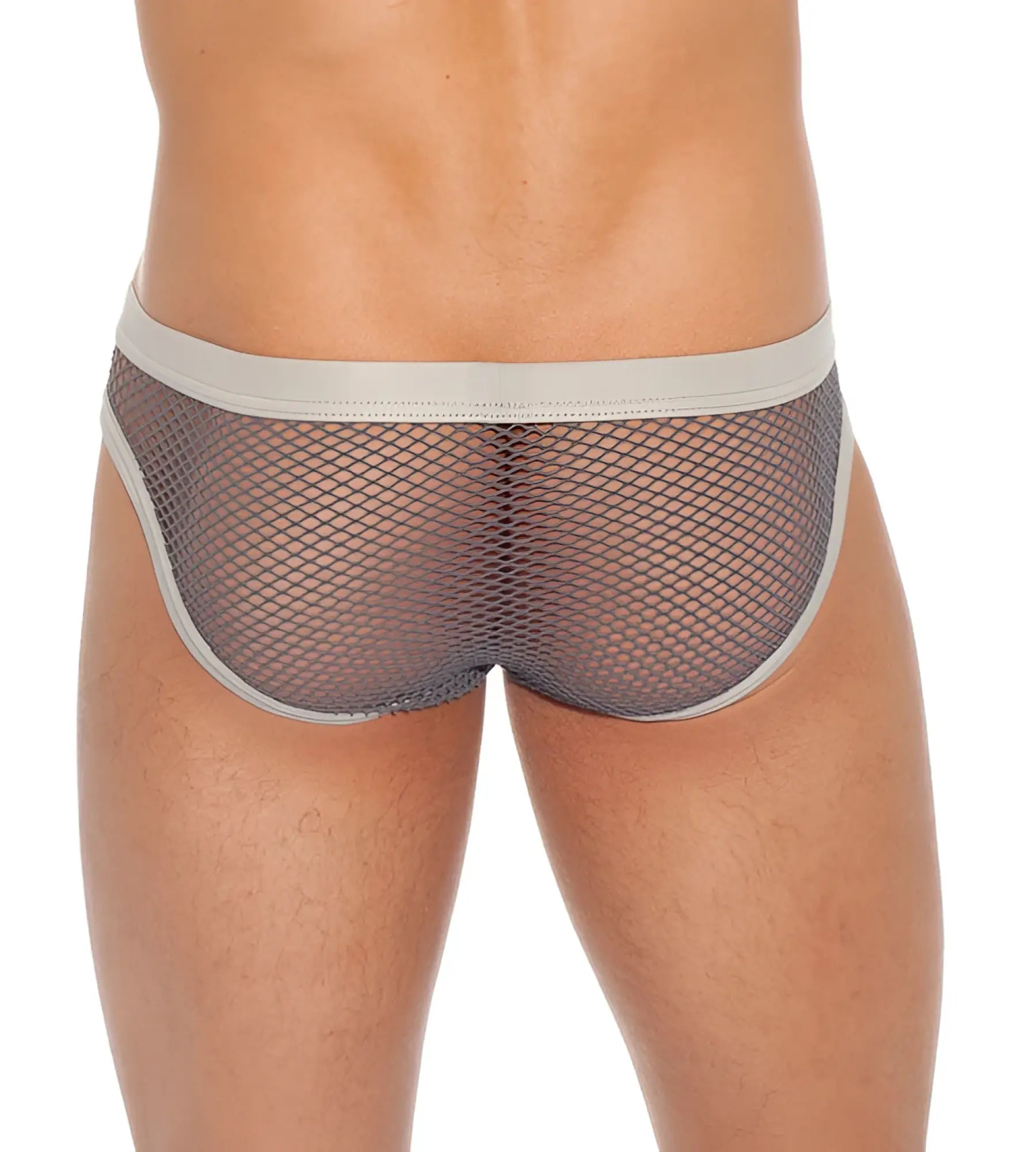 Gregg homme beyond doubt brief underwear in pewter gray mesh with solid light gray waistband size xl